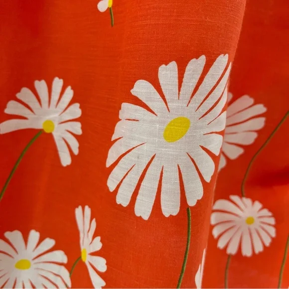 NEW Vintage 80s 18 Midi dress Orange Floral 0947 A-line fit and flare butterfly - Picture 5 of 14